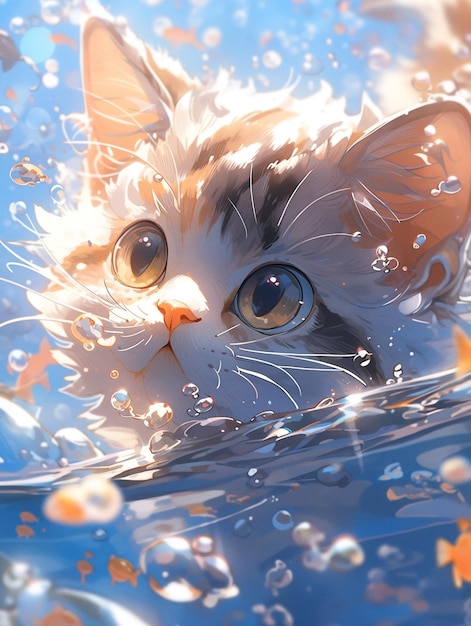 hay un gato que esta nadando en el agua ai generativa
