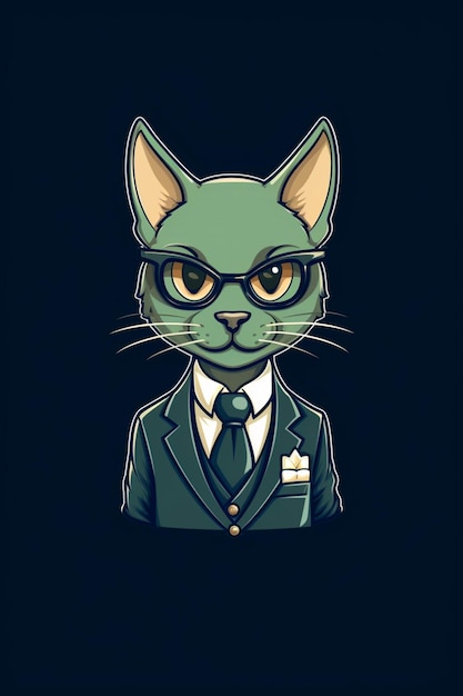 Hay un gato con traje y corbata con gafas ai generativo.