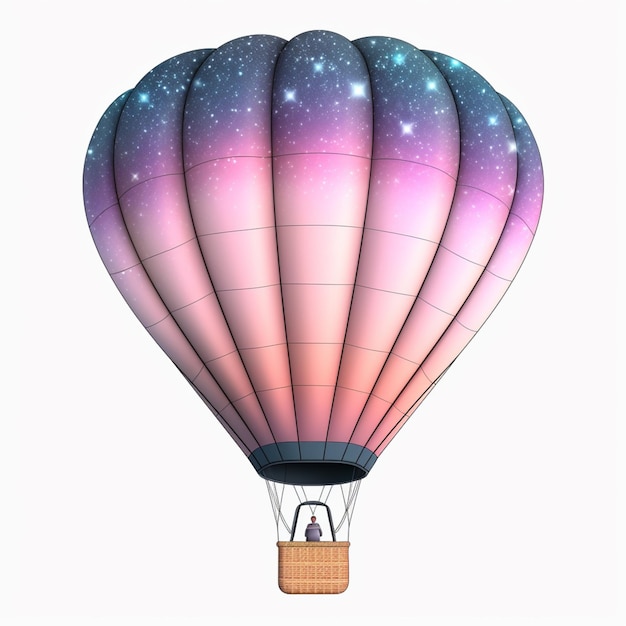 hay un globo de aire caliente con un diseño rosa y azul generativo ai