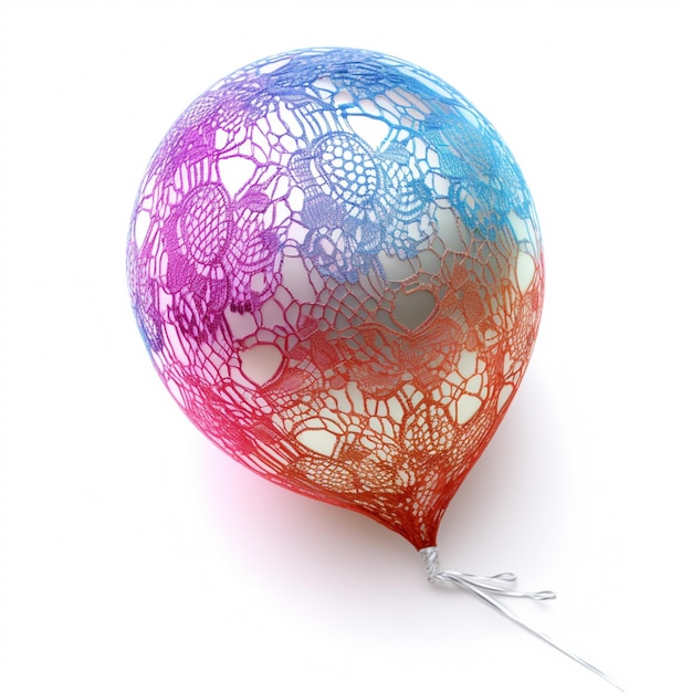 Foto hay un globo colorido con un patrón de encaje en él generativo ai