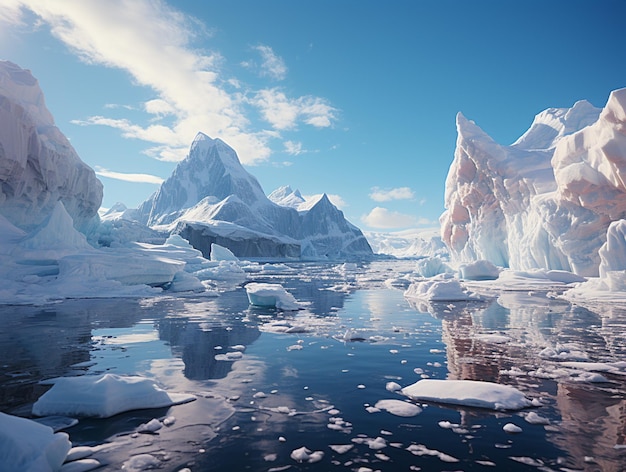 Hay una gran cantidad de hielo flotando en el agua generativa ai