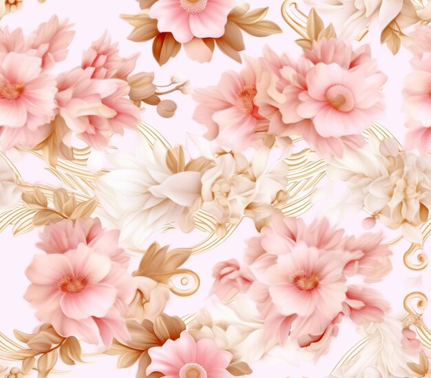 hay un gran grupo de flores rosadas sobre un fondo blanco ai generativo
