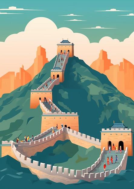 Hay una gran vista de la Gran Muralla de China generativa ai