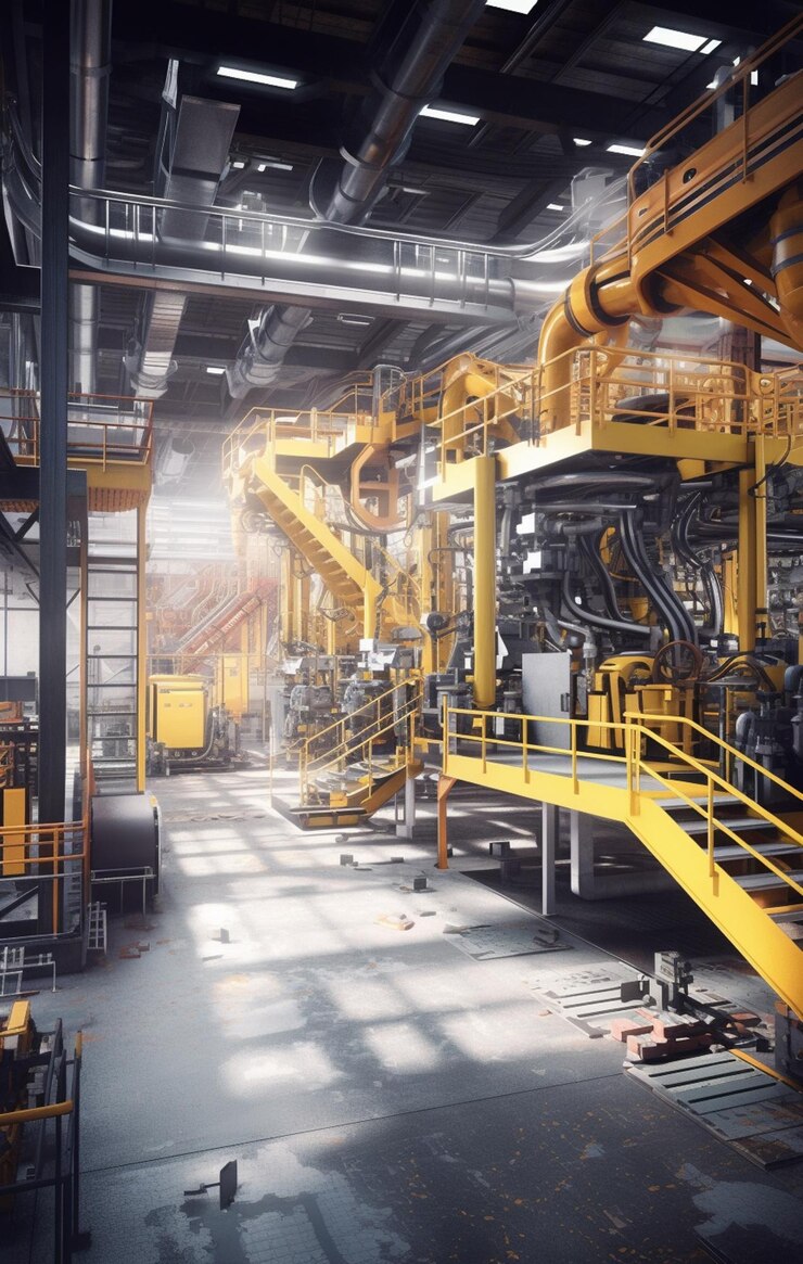 hay una gran zona industrial con mucha maquinaria generativa ai