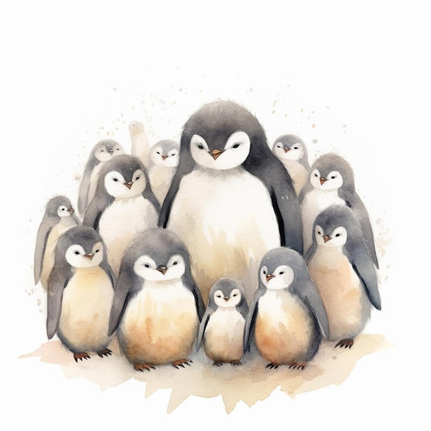 Hay un grupo de pingüinos que están de pie juntos generativo ai