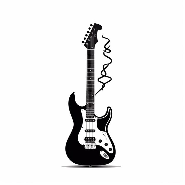 Foto hay una guitarra negra con una cuerda en ella generativo ai