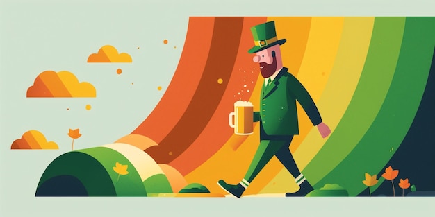 hay un hombre con barba y sombrero verde caminando ai generativo