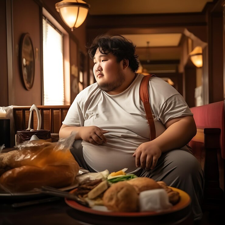 hay un hombre sentado en una mesa con un plato de comida