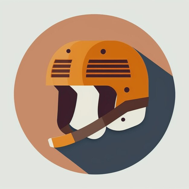 Foto hay un icono plano de un casco de hockey con un bastón generativo ai