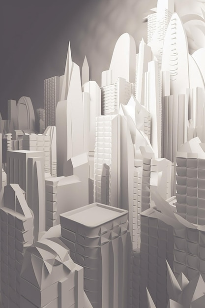 hay una imagen en 3D de una ciudad con rascacielos ai generativa