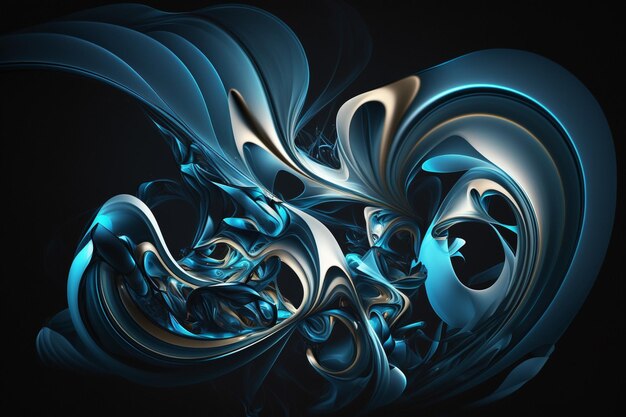 Hay una imagen de arte digital de un ai generativo de remolino azul y plateado.