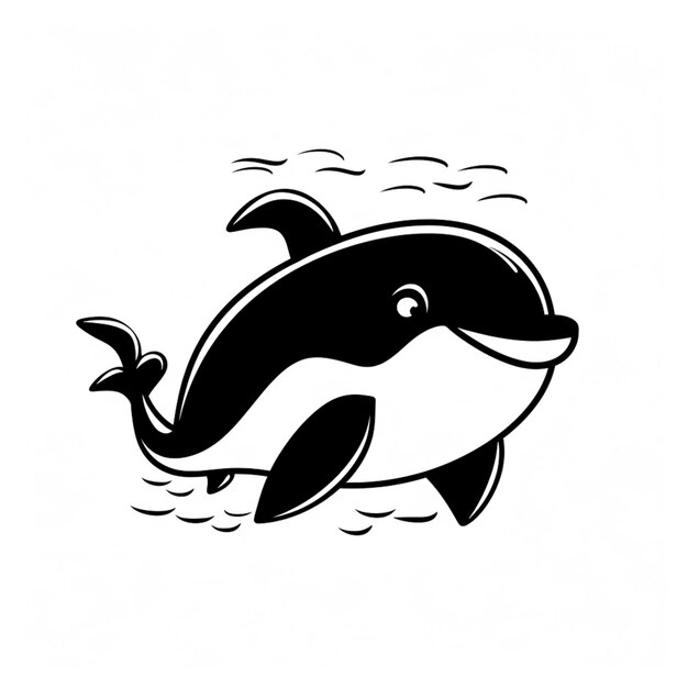 hay una imagen en blanco y negro de una ballena en el agua ai generativa