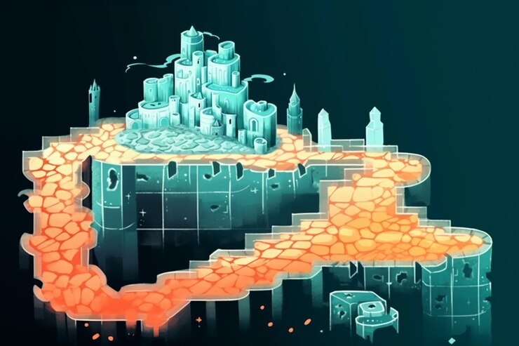 Foto hay una imagen de un castillo del que sale un fuego ai generativo