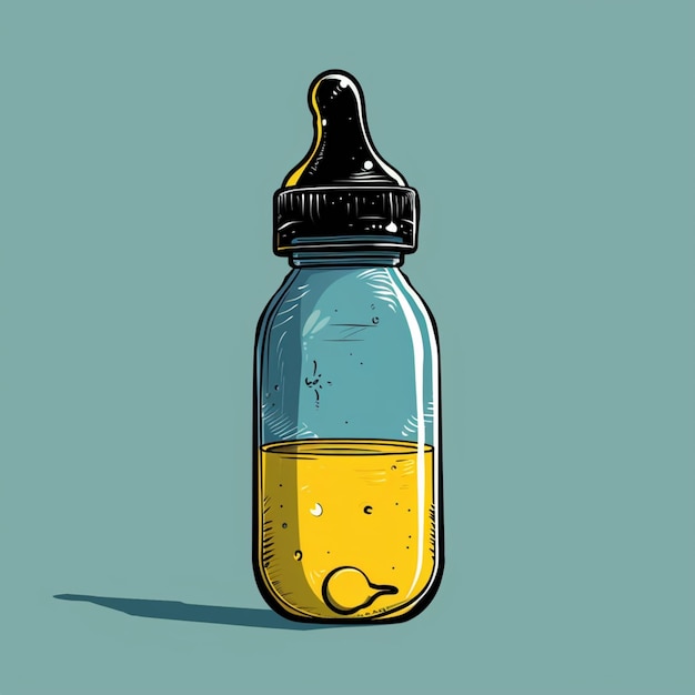 hay una imagen de dibujos animados de una botella con una cara triste generativa ai