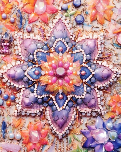 hay una imagen de una flor colorida hecha de cuentas generativas ai