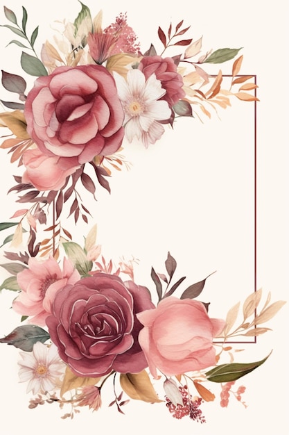 Hay una imagen de un marco floral con flores generativas ai.