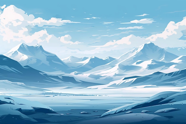 Hay una imagen de un paisaje de montaña nevada con un lago generativo ai
