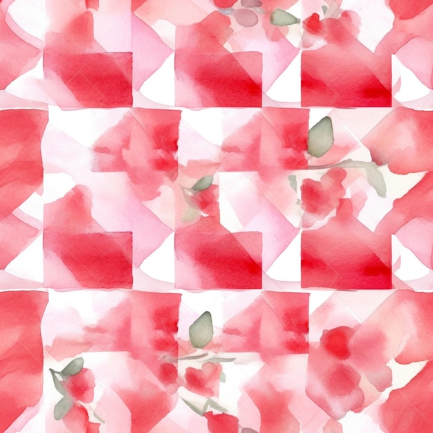 Hay una imagen de un patrón de flores rojas en un fondo blanco generativo ai
