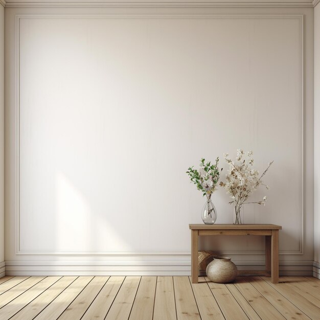 hay un jarrón con flores sobre una mesa en una habitación ai generativa