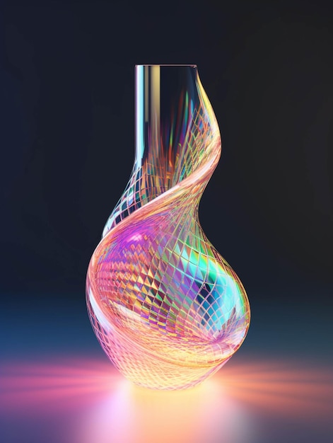 Hay un jarrón de vidrio con un diseño colorido generativo ai
