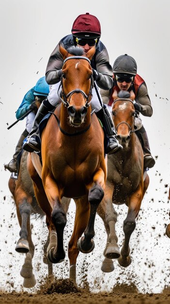 Foto hay un jinete montando un caballo en una pista