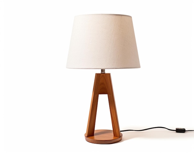 hay una lámpara que está sobre una mesa con una pantalla blanca ai generativa