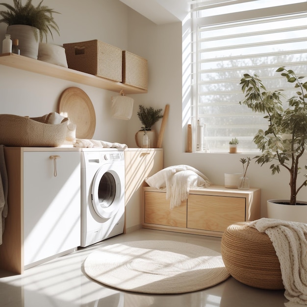 Hay una lavadora y secadora en una habitación pequeña aire