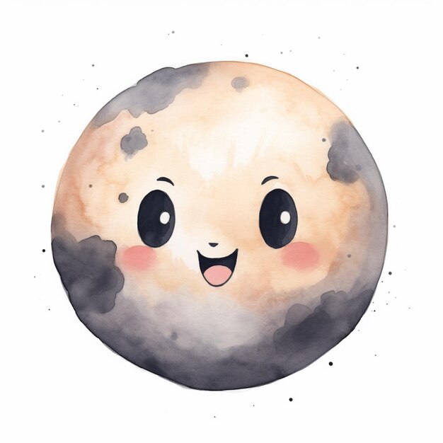 hay una luna de dibujos animados con una cara dibujada en ella generativa ai