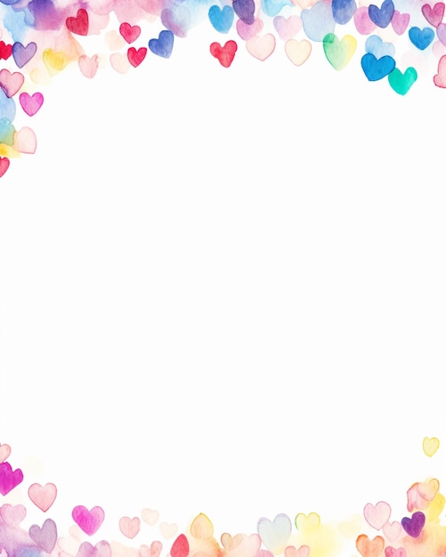 hay un marco en forma de corazón de acuarela con un fondo blanco generativo ai