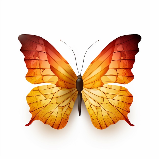 hay una mariposa con alas naranjas en un fondo blanco generativo ai