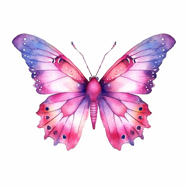 Hay una mariposa que está pintada en acuarela sobre un fondo blanco generativo ai