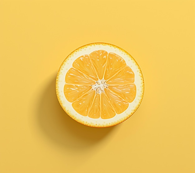 Hay la mitad de un limón en una superficie amarilla generativa ai