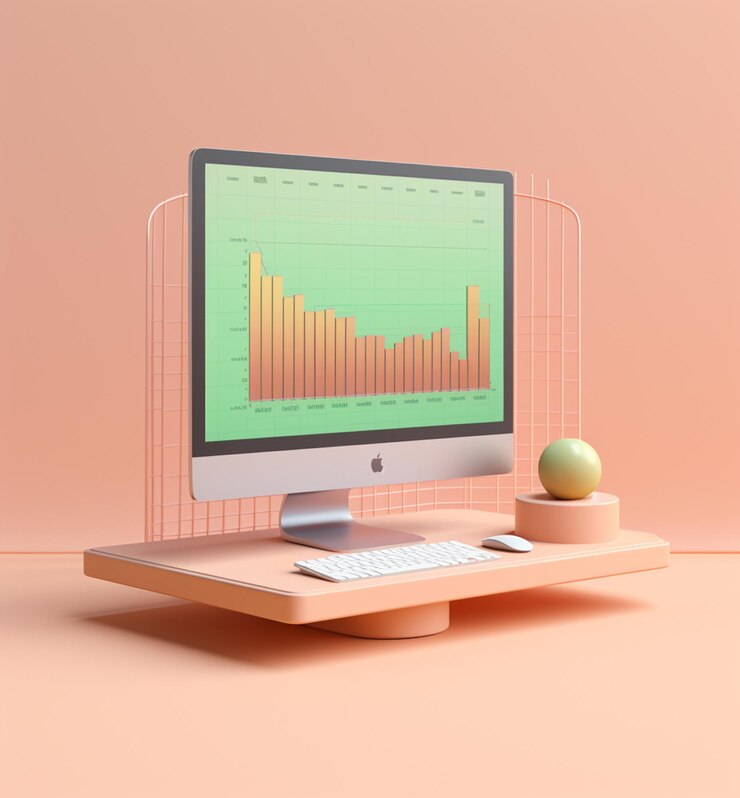 Foto hay un monitor de computadora y un teclado en un escritorio ai generativo