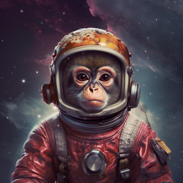 hay un mono con un traje espacial y un casco en IA generativa