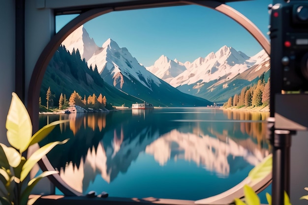 Hay montañas y agua clara del lago bajo el cielo azul Fondo de papel tapiz hermoso paisaje