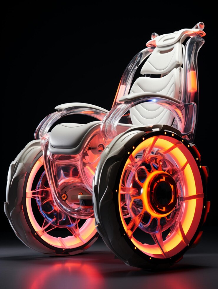 Foto hay una motocicleta futurista con una rueda brillante y un asiento con ia generativa.