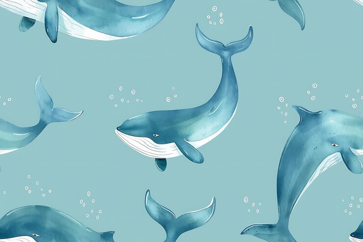 Hay muchas ballenas que nadan en el agua.
