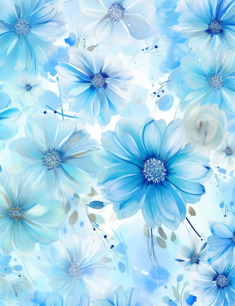 Foto hay muchas flores azules que están en un fondo blanco generativo ai