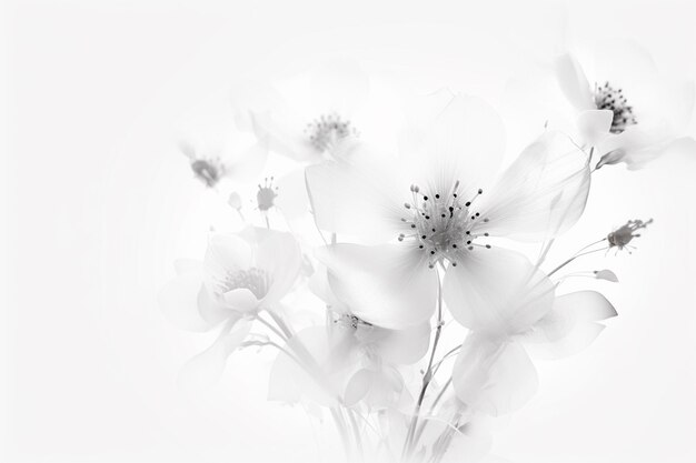 Foto hay muchas flores blancas en un jarrón en una mesa generativa ai