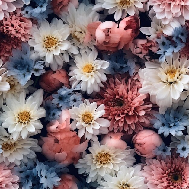 Hay muchas flores de diferentes colores que están en un ramo generativo ai