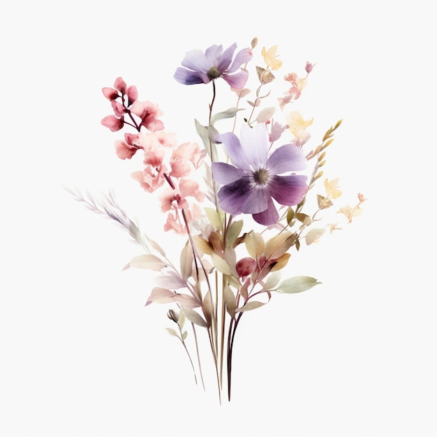 Hay muchas flores diferentes que están en un ai generativo de fondo blanco