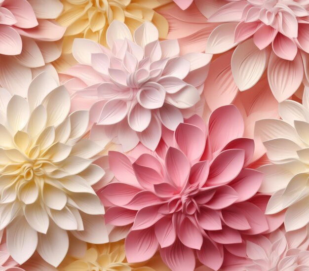 hay muchas flores de papel dispuestas juntas en la pared ai generativo