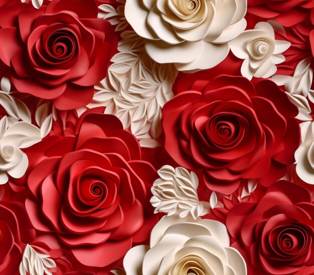 hay muchas flores de papel que están dispuestas juntas en una pared generativa ai