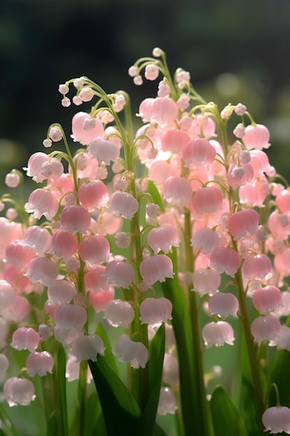 hay muchas flores rosadas que crecen en la hierba ai generativa