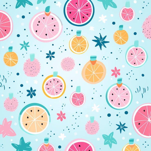 Foto hay muchas frutas y bayas diferentes en este fondo azul generativo ai