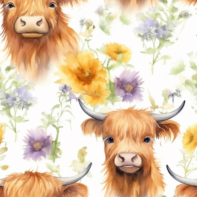 Hay muchas imágenes diferentes de una vaca con flores en ella ai generativo