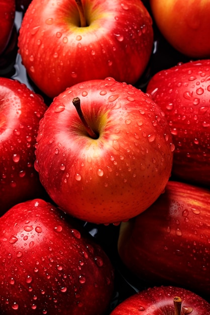 Hay muchas manzanas húmedas. Foca selectiva.