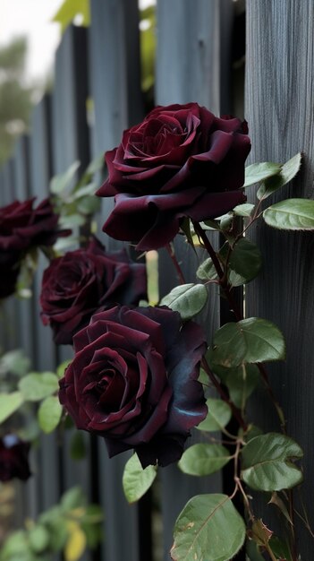 Foto hay muchas rosas creciendo en una valla en el jardín ai generativo