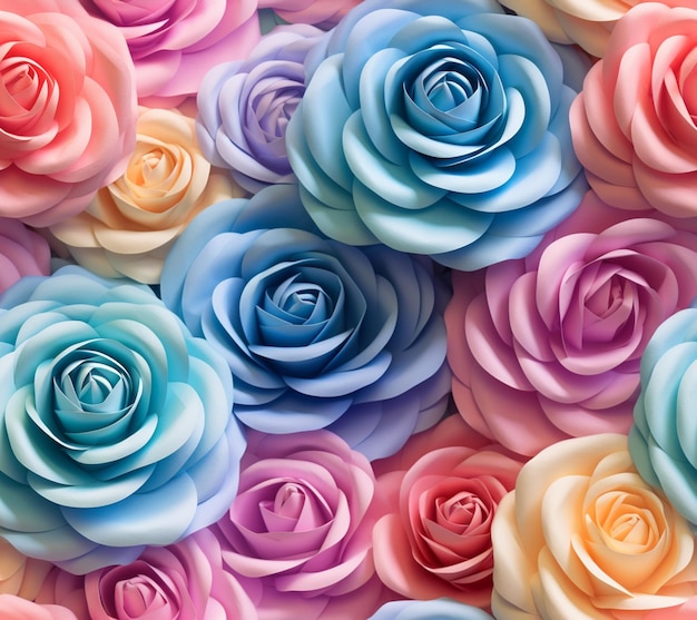 Hay muchas rosas de diferentes colores que están dispuestas juntas ai generativo
