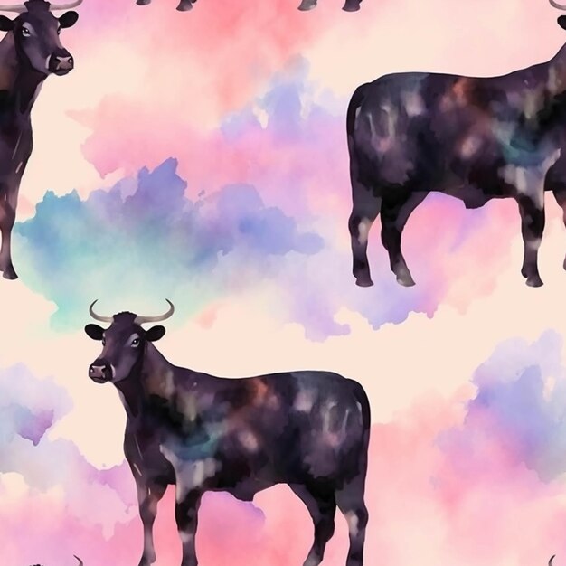 Hay muchas vacas que están paradas en el cielo juntas generativas ai